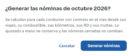 Generar las nóminas de octubre (no se han generado).