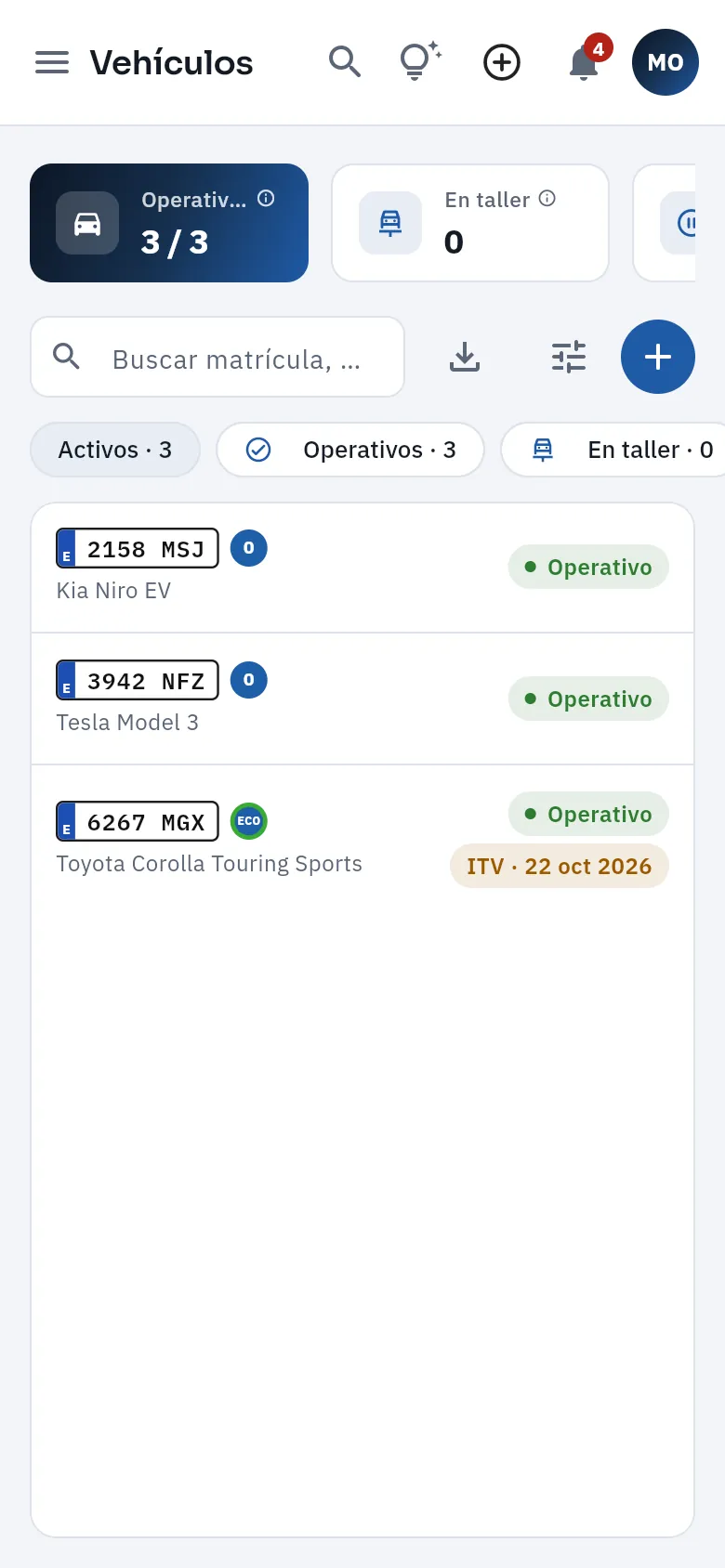 Vehículos en un móvil.