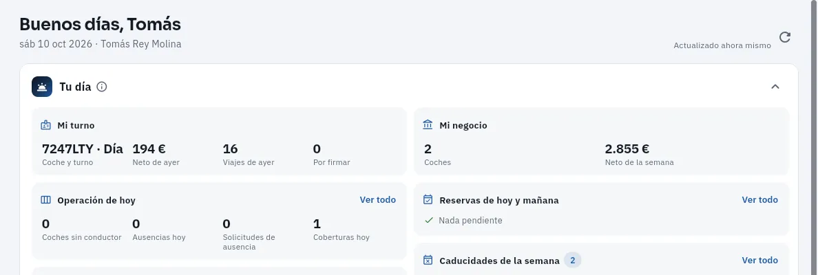 «Tu día» de Tomás Rey, que conduce su 7247 LTY en el turno de día.